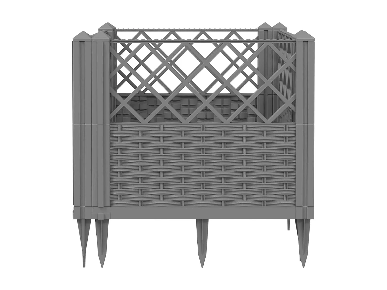 Jardinière avec piquets gris clair 43,5x43,5x43,5 PP