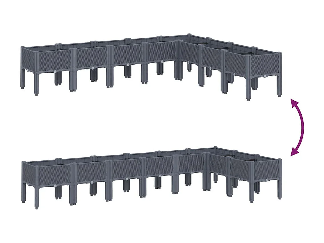 Jardinière avec pieds gris 200x160x42 PP