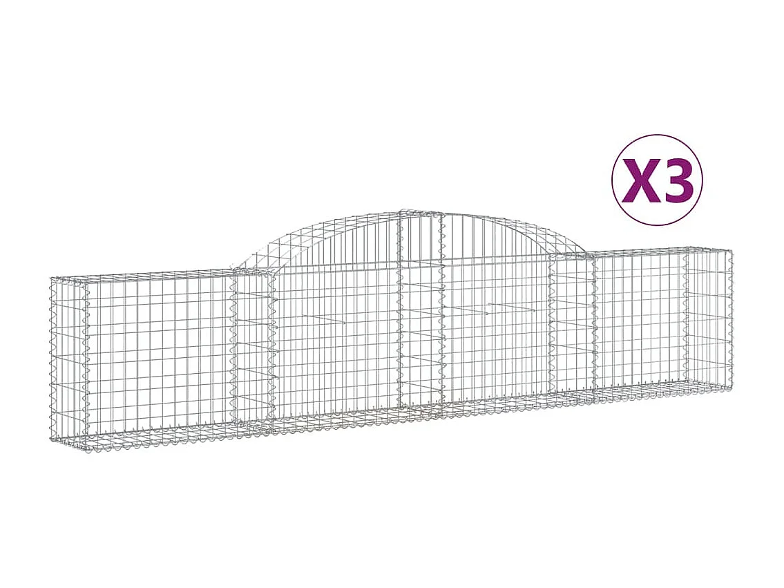 Paniers à gabions arqués 3 pcs 300x30x60-80 Fer galvanisé