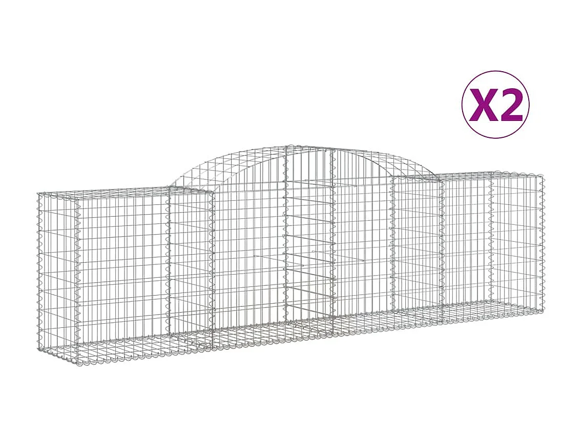Paniers à gabions arqués 2 pcs 300x50x80-100 fer galvanisé
