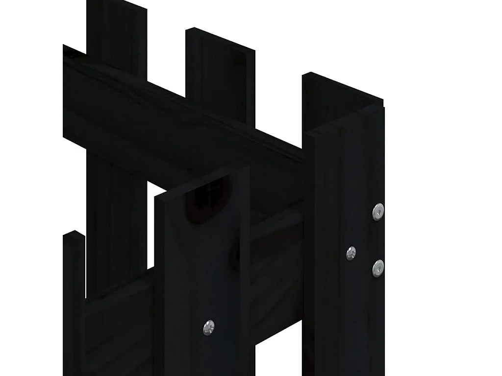 Jardinière avec design de clôture noir 60x60x60 pin massif