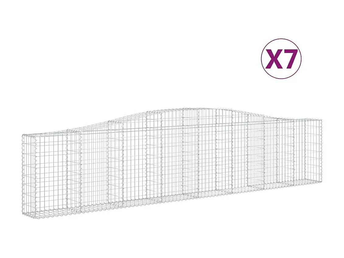 Paniers à gabions arqués 7 pcs 400x30x80-100 Fer galvanisé