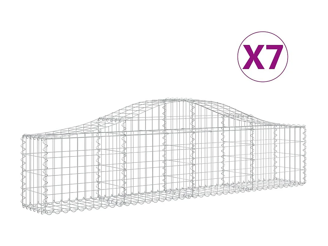 Paniers à gabions arqués 7 pcs 200x30x40-60 Fer galvanisé