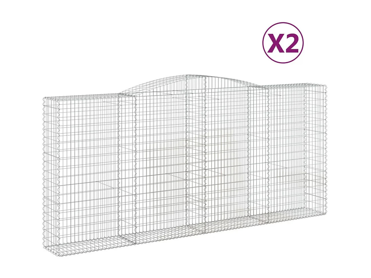 Paniers à gabions arqués 2 pcs 400x50x180-200 Fer galvanisé