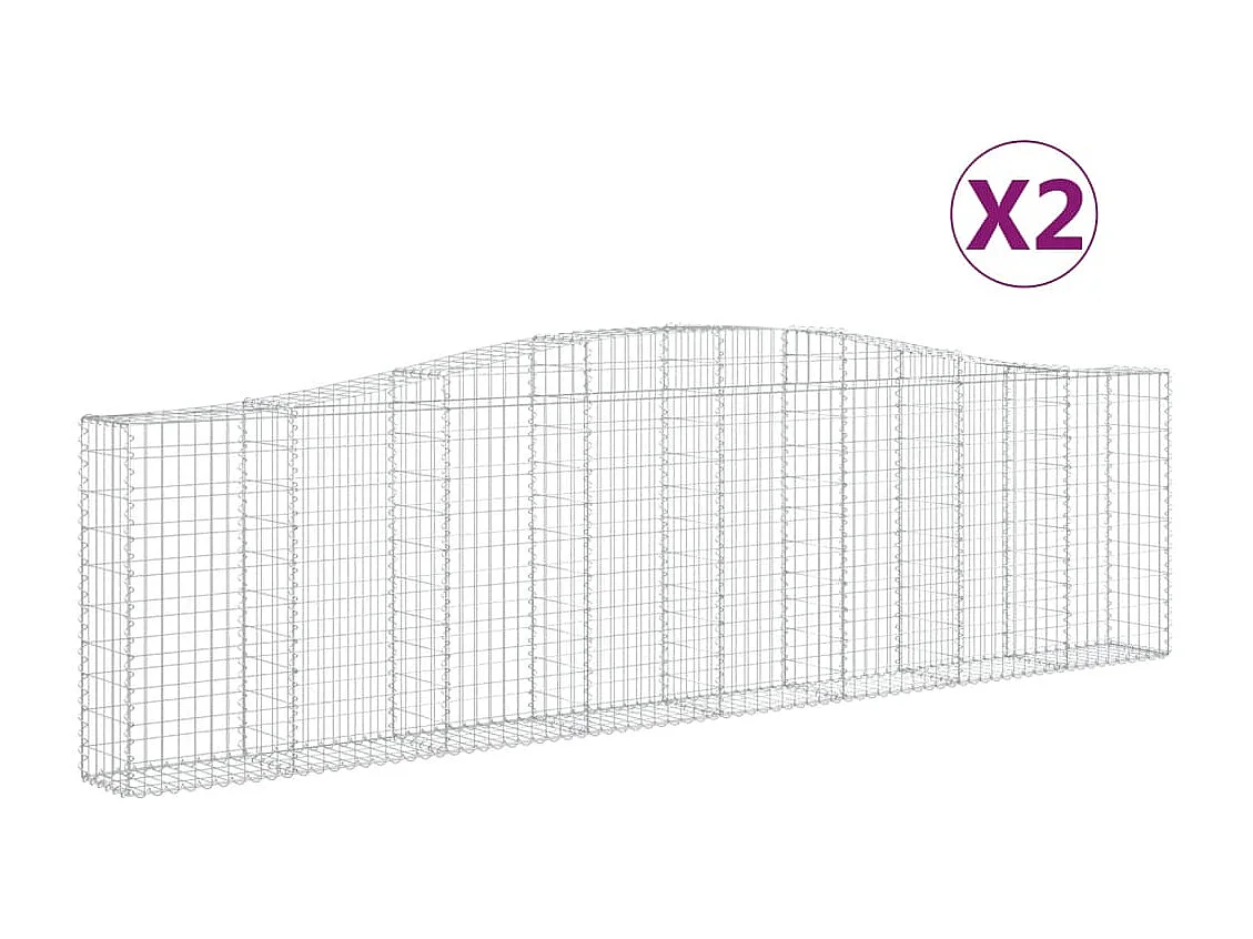 Paniers à gabions arqués 2 pcs 400x30x100-120 Fer galvanisé