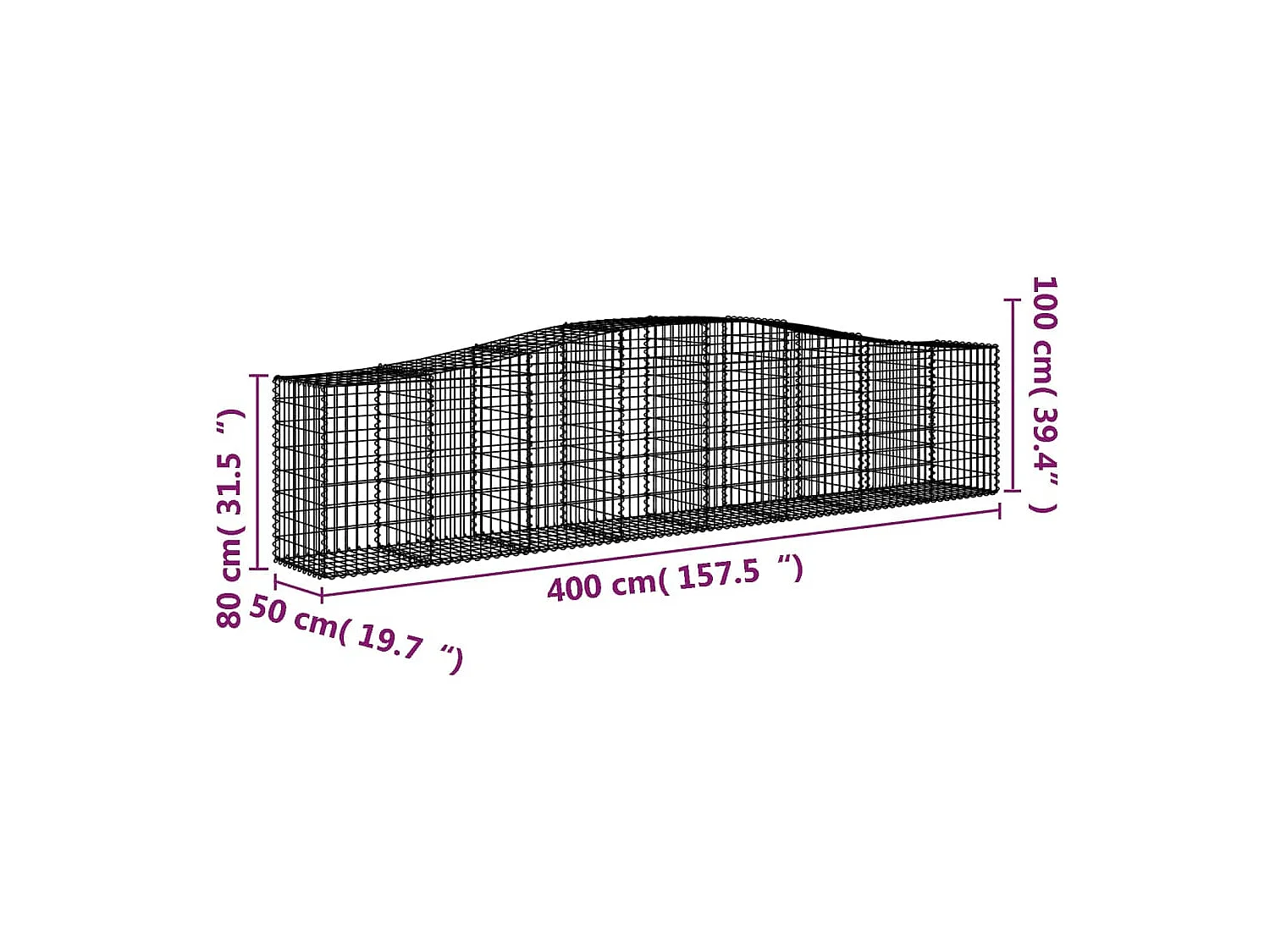 Paniers à gabions arqués 5 pcs 400x50x80-100 Fer galvanisé
