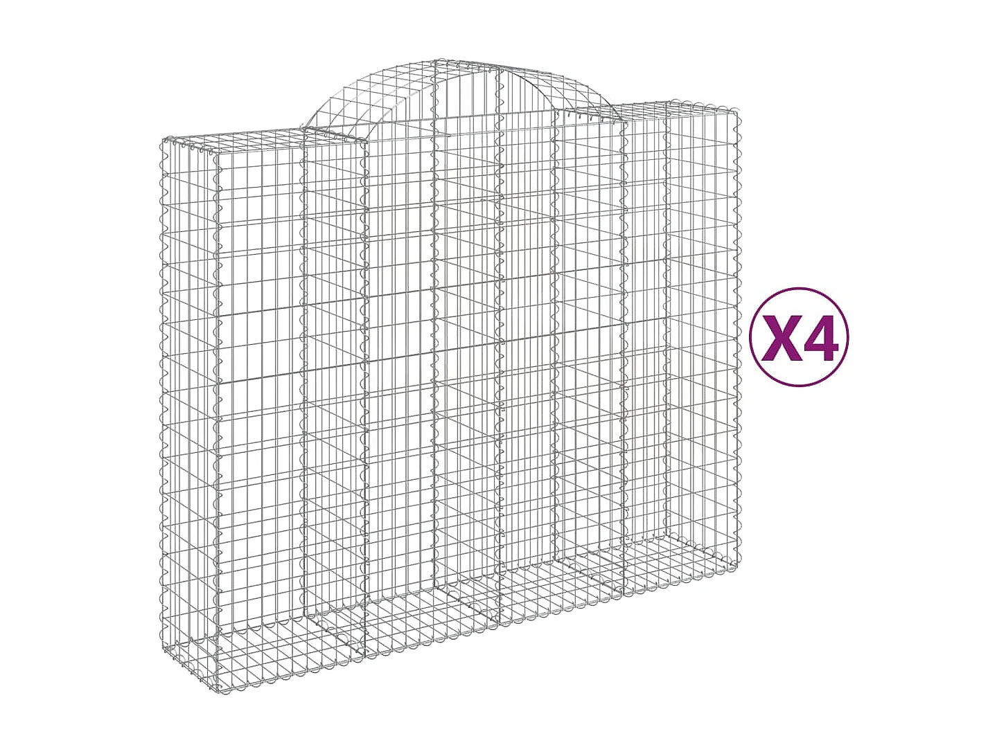Paniers à gabions arqués 4 pcs 200x50x160-180 Fer galvanisé