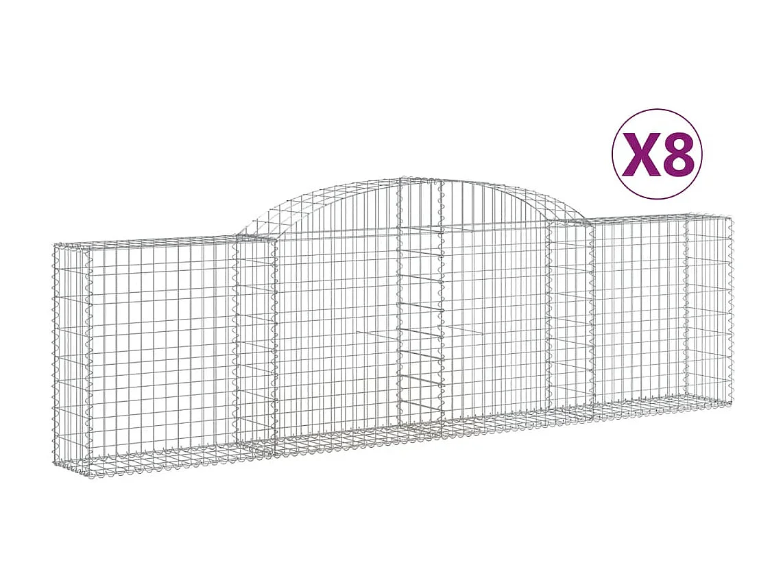 Paniers à gabions arqués 8 pcs 300x30x80-100 fer galvanisé
