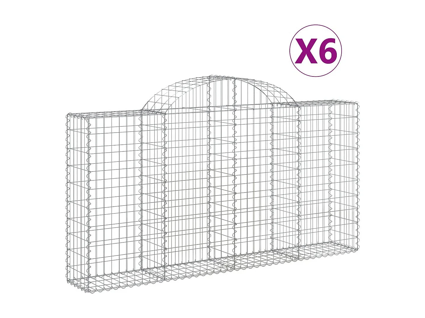 Paniers à gabions arqués 6 pcs 200x30x100-120 Fer galvanisé