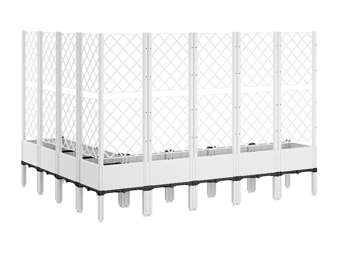 Jardinière avec treillis blanc 200x160x142 PP