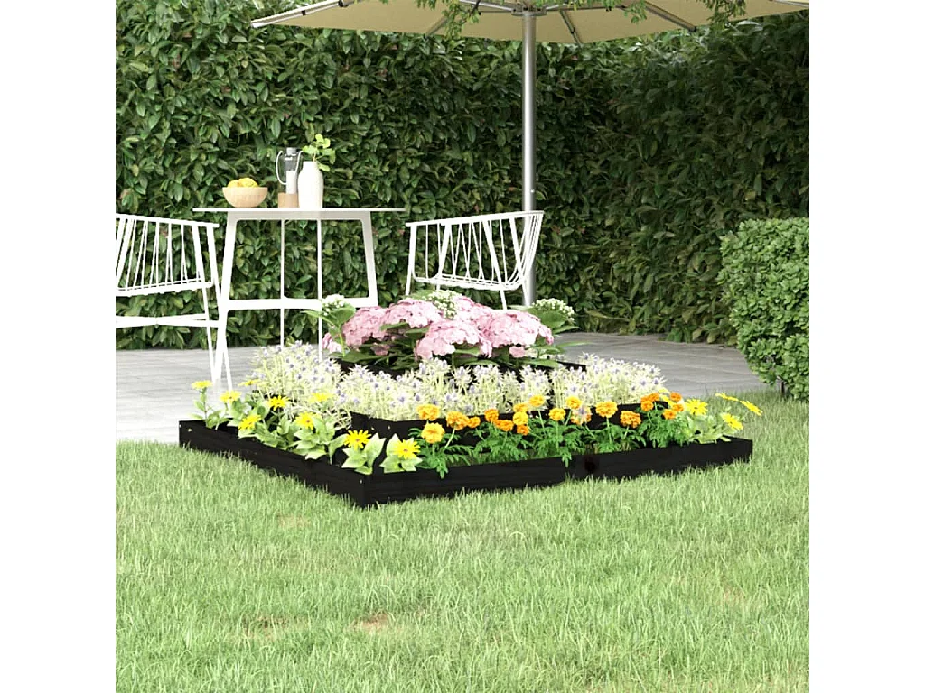 Jardinière Noir 110x110x27 Bois massif de pin