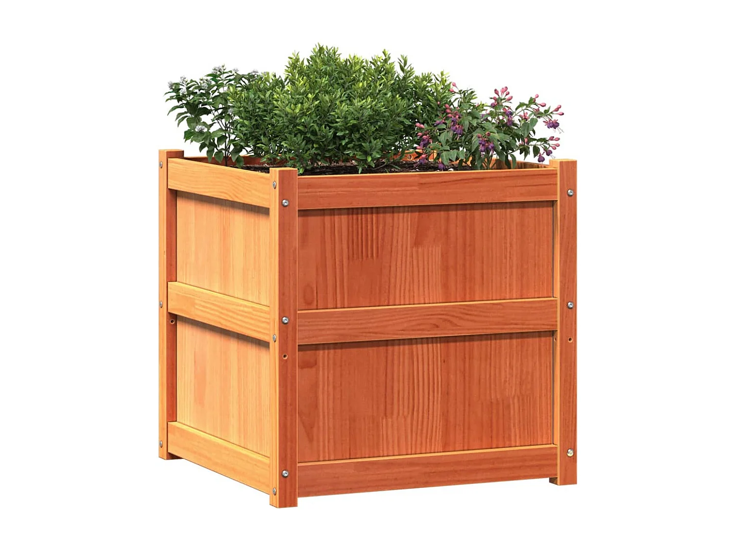 Jardinière marron 60x60x60 bois de pin massif