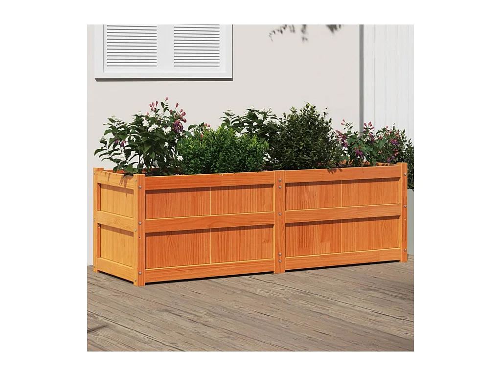 Jardinière marron 150x50x50 bois de pin massif