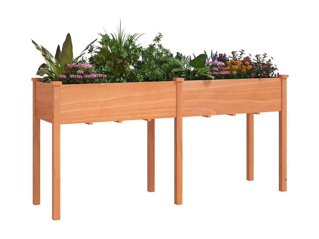 Jardinière avec doublure marron 161x45x76 bois massif sapin