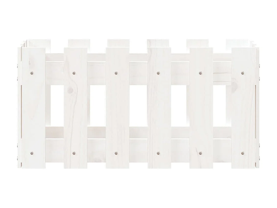 Jardinière avec design de clôture blanc 60x30x30 pin massif