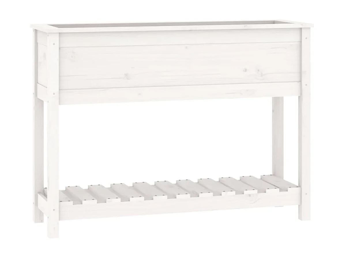 Jardinière et étagère Blanc 111,5x34,5x81 Bois massif de pin