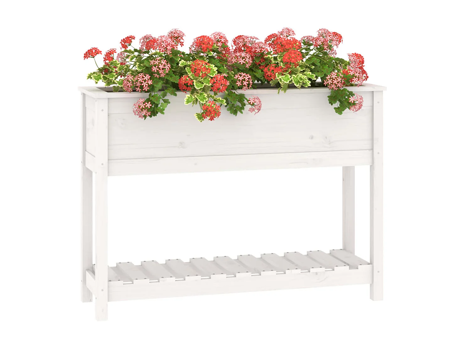 Jardinière et étagère Blanc 111,5x34,5x81 Bois massif de pin