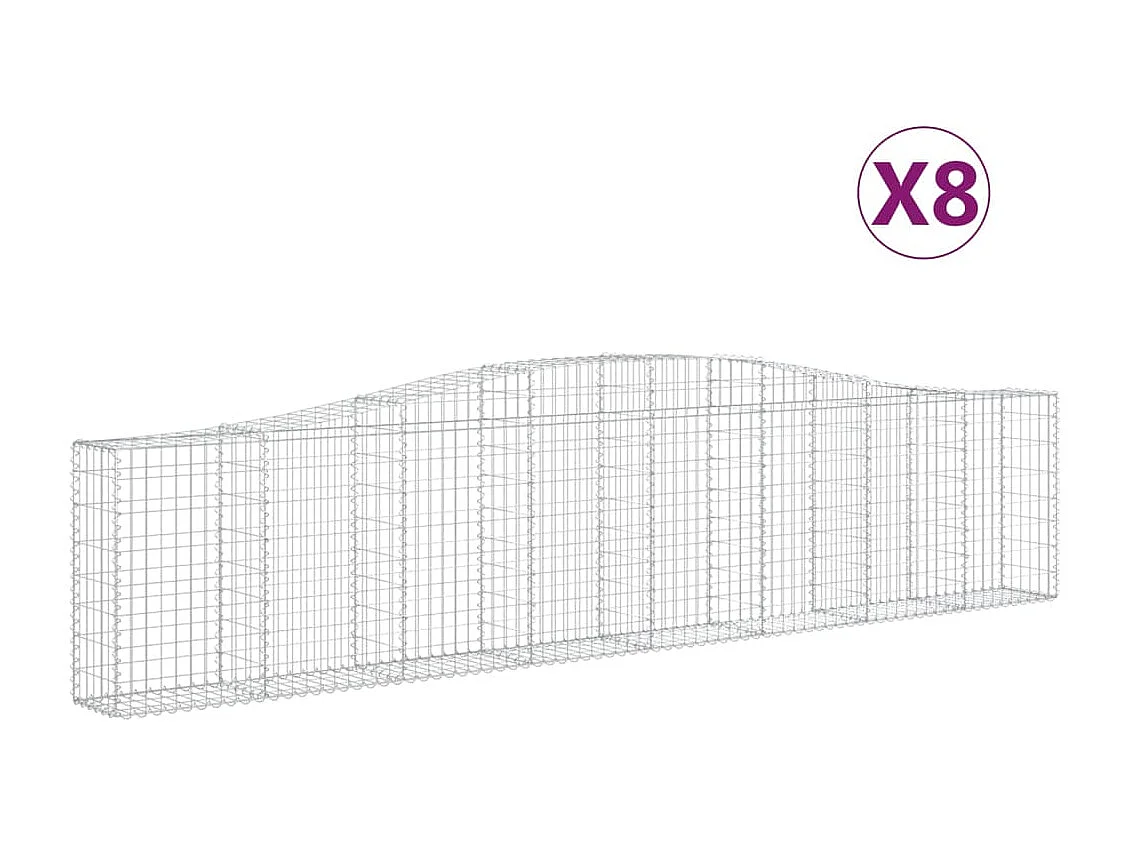 Paniers à gabions arqués 8 pcs 400x30x80-100 Fer galvanisé