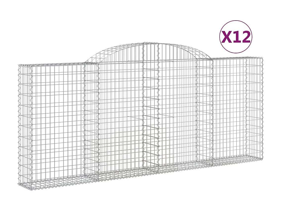 Paniers à gabions arqués 12 pcs 300x30x120-140 fer galvanisé