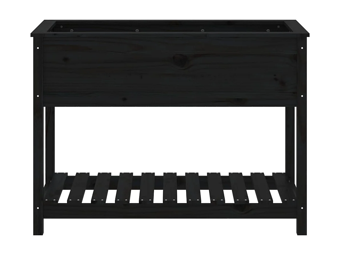 Jardinière avec étagère Noir 111,5x54x81 Bois massif de pin
