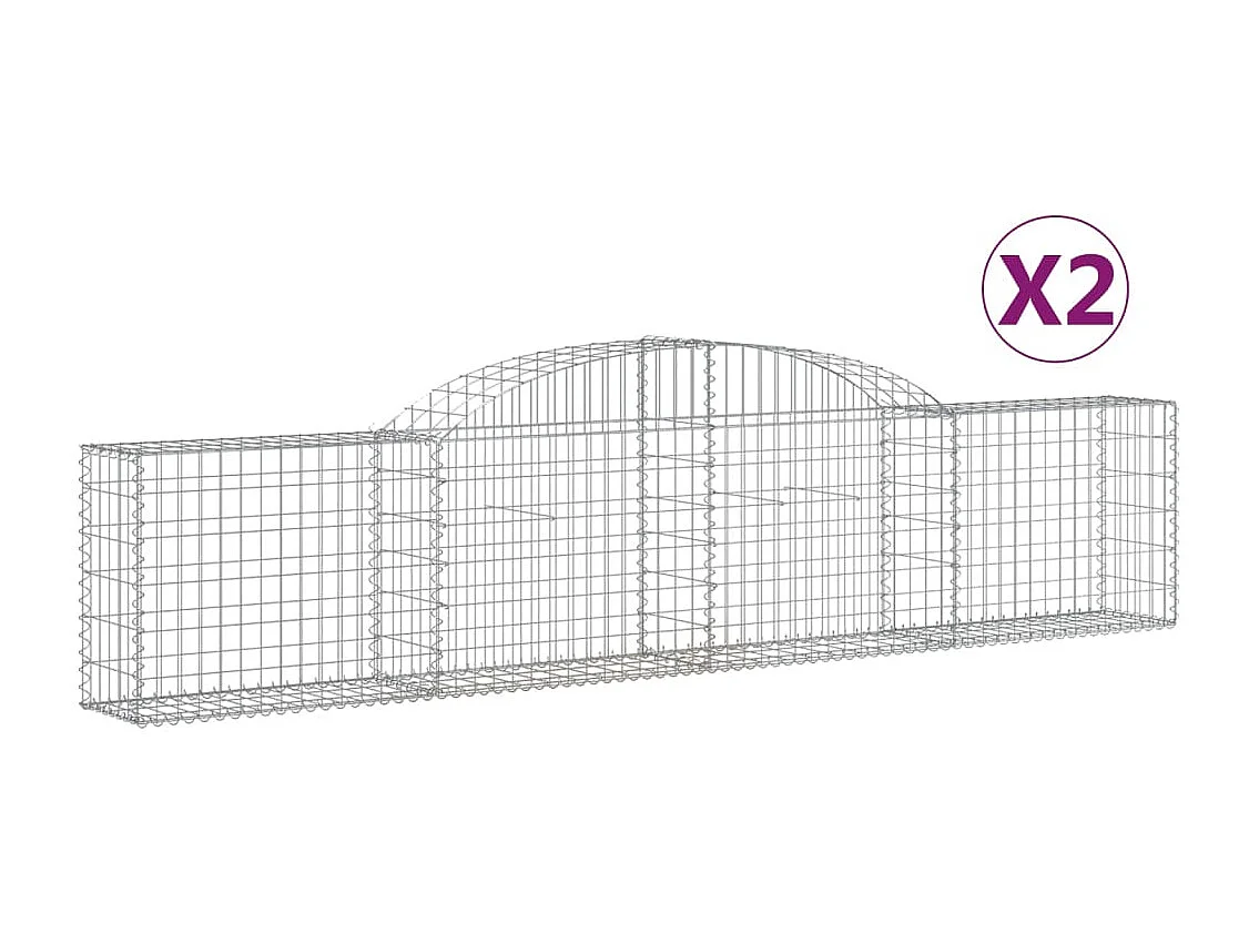 Paniers à gabions arqués 2 pcs 300x30x60-80 Fer galvanisé