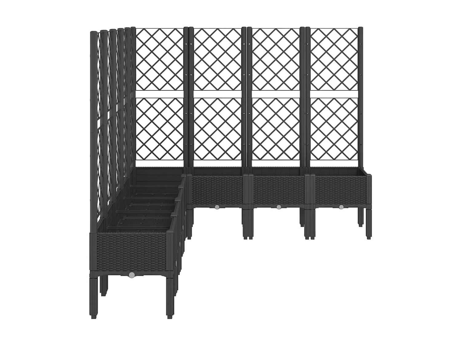 Jardinière avec treillis noir 200x160x142 PP