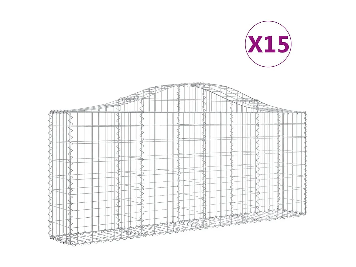 Paniers à gabions arqués 15 pcs 200x30x80-100 Fer galvanisé