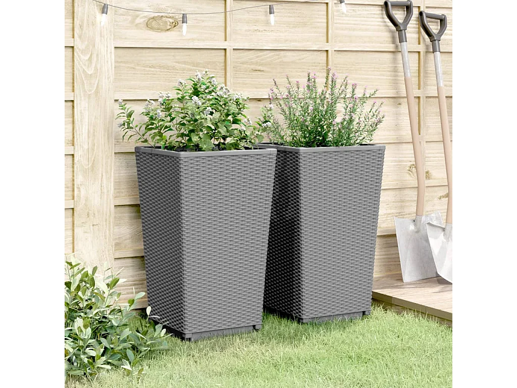 Jardinières 2 pcs gris clair 32,5x32,5x57 polypropylène
