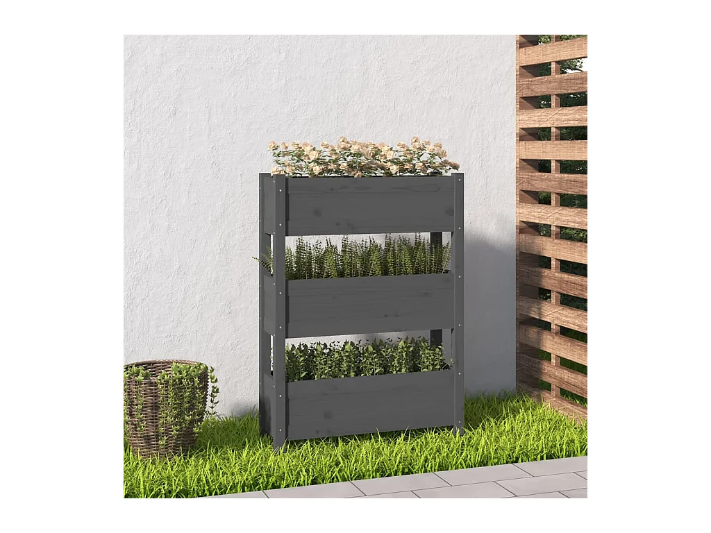 Jardinière Gris 77x25x104,5 Bois massif de pin