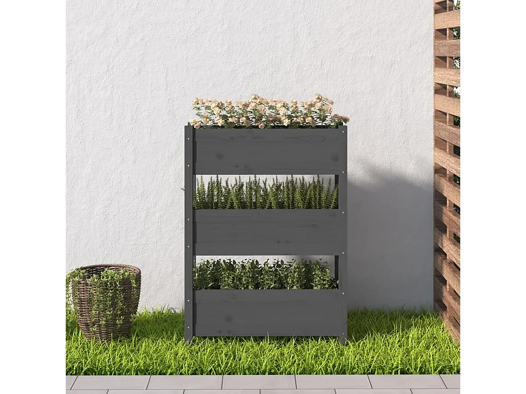 Jardinière Gris 77x25x104,5 Bois massif de pin