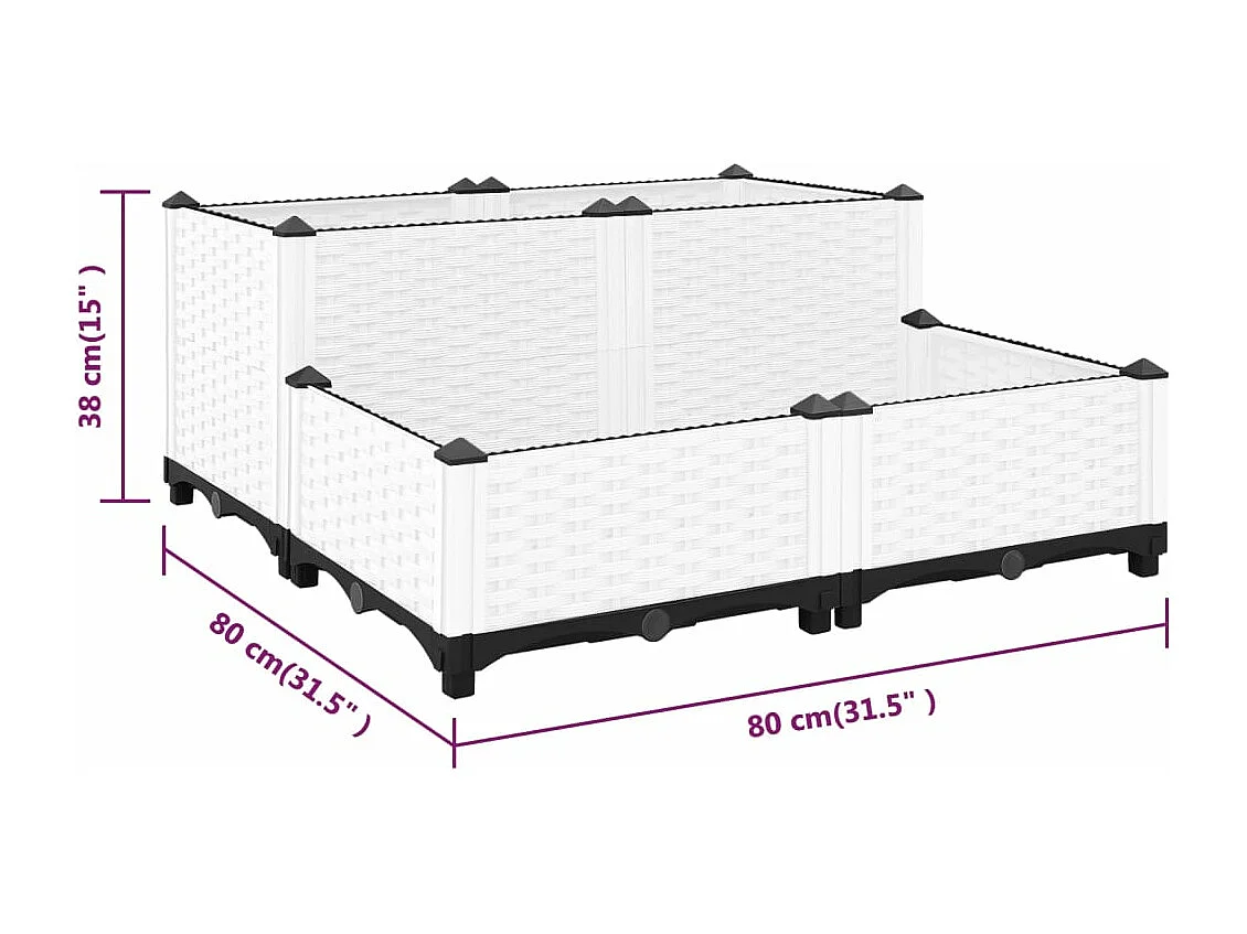 Lit surélevé 80x80x38 Polypropylène