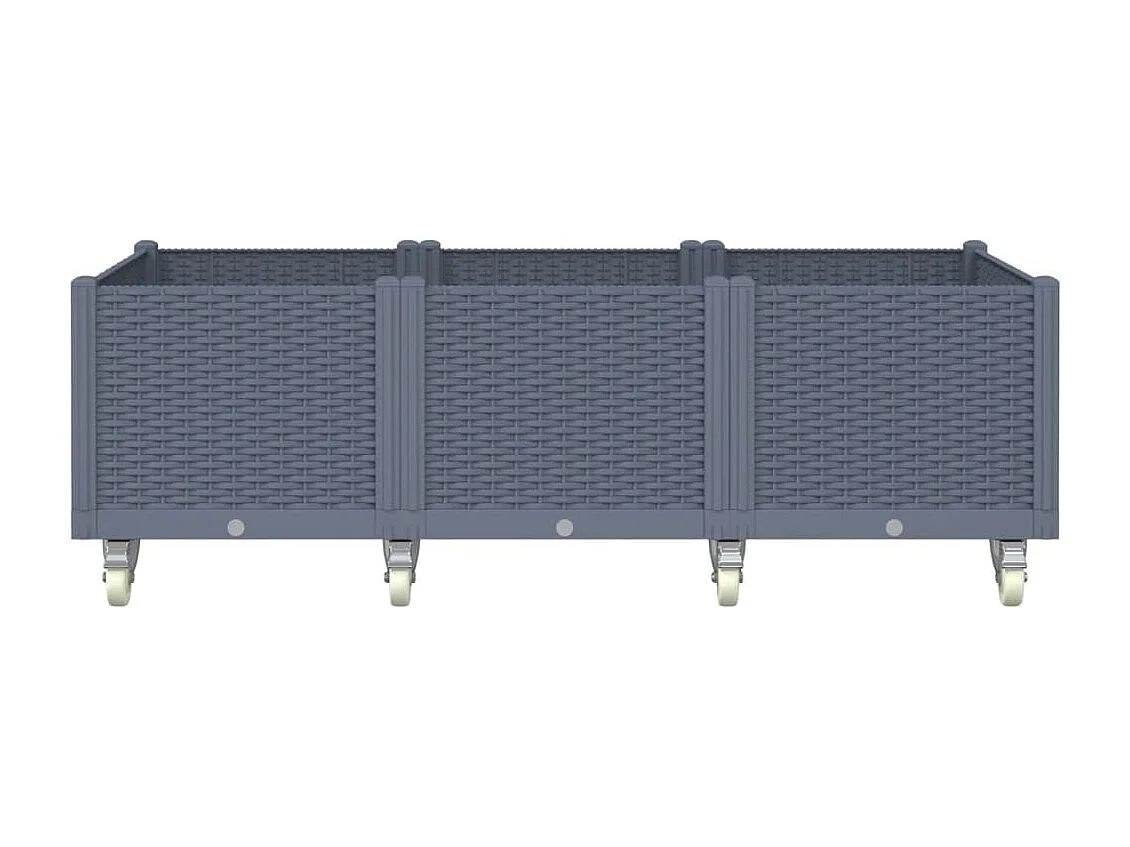 Jardinière à roulettes gris 150x80x54 PP