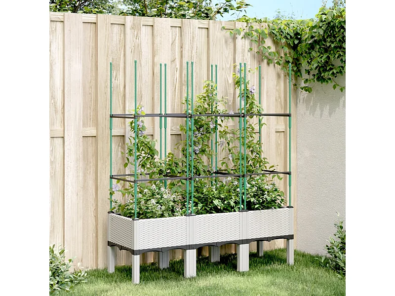 Jardinière avec treillis blanc 120x40x142,5 PP