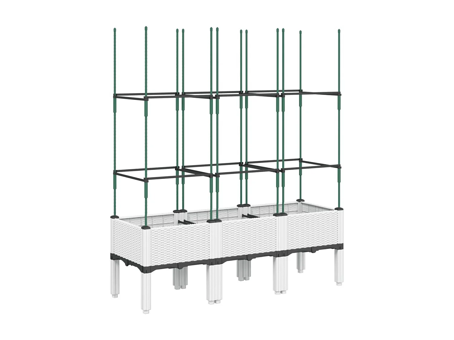 Jardinière avec treillis blanc 120x40x142,5 PP