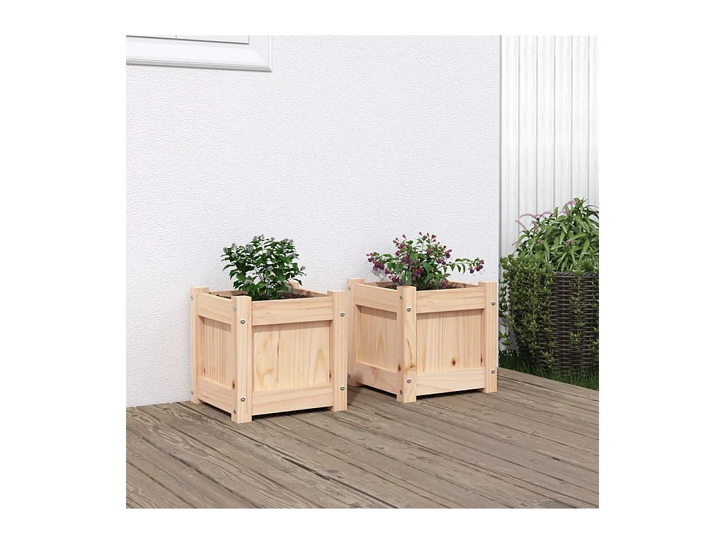 Jardinières 2 pcs bois de pin massif