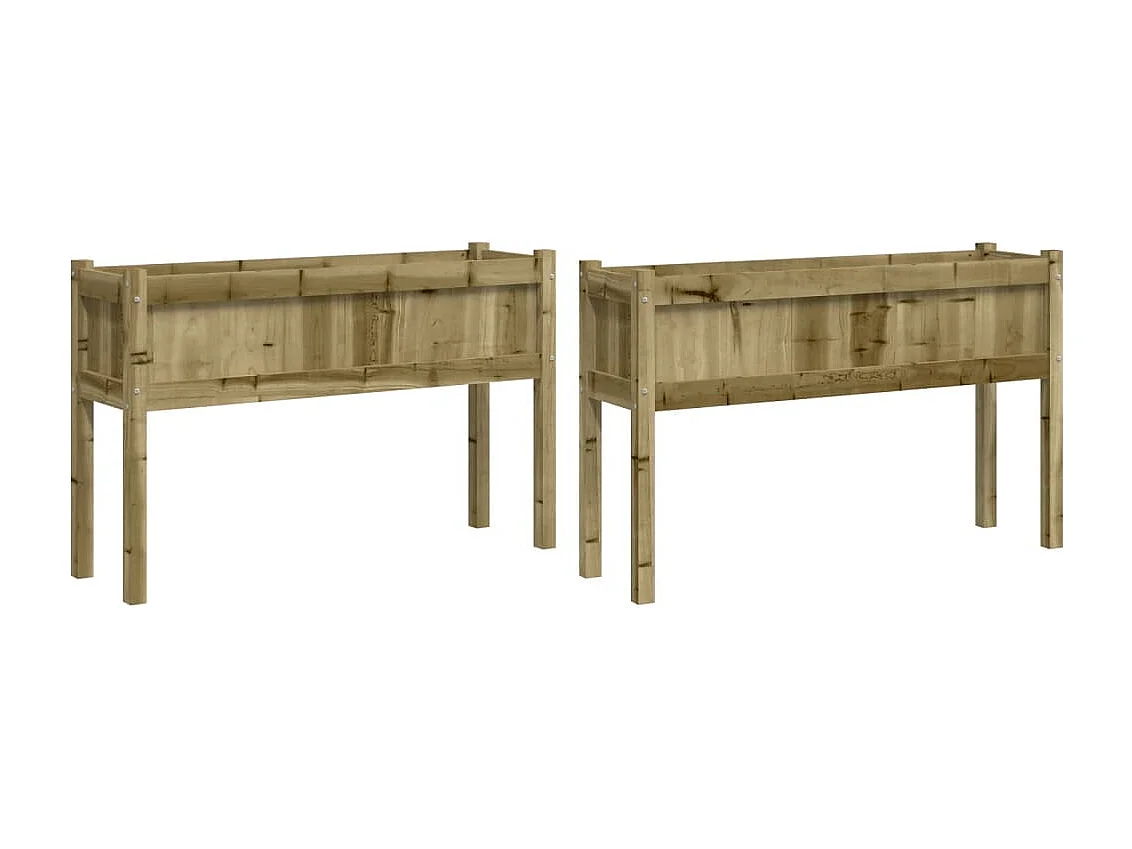 Jardinières 2 pcs avec pieds bois de pin imprégné