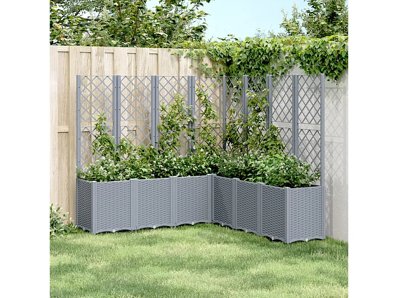 Jardinière avec treillis gris 160x160x140 PP