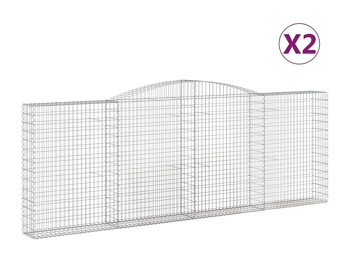 Paniers à gabions arqués 2 pcs 400x30x140-160 Fer galvanisé