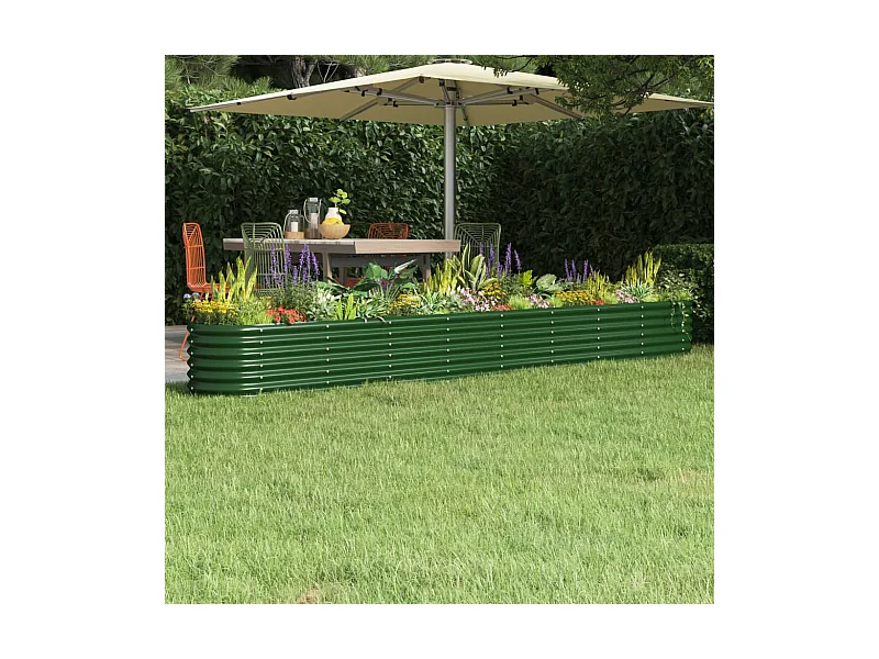 Jardinière de jardin Acier enduit de poudre 332x40x36 Vert