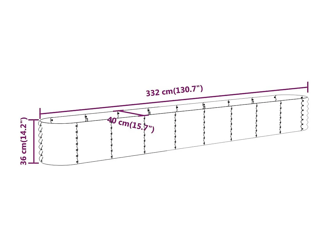 Jardinière de jardin Acier enduit de poudre 332x40x36 Vert