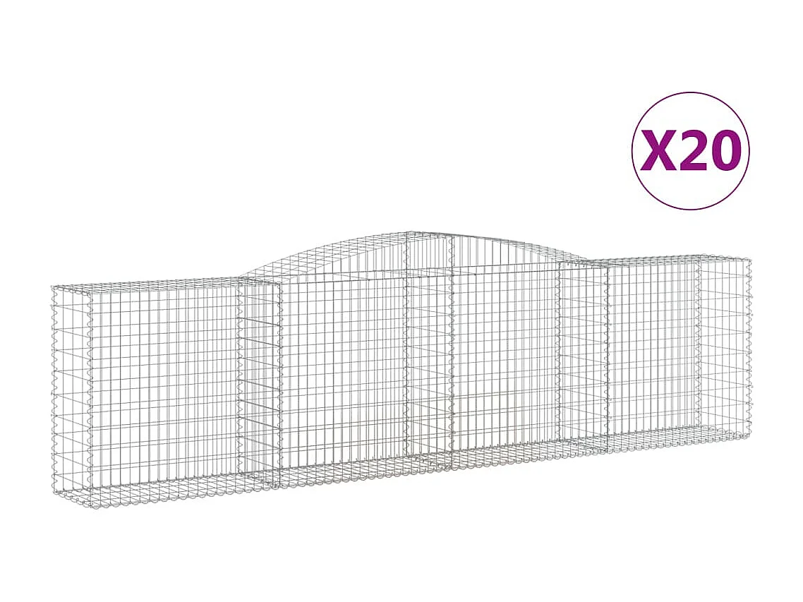 Paniers à gabions arqués 20 pcs 400x50x100-120 Fer galvanisé