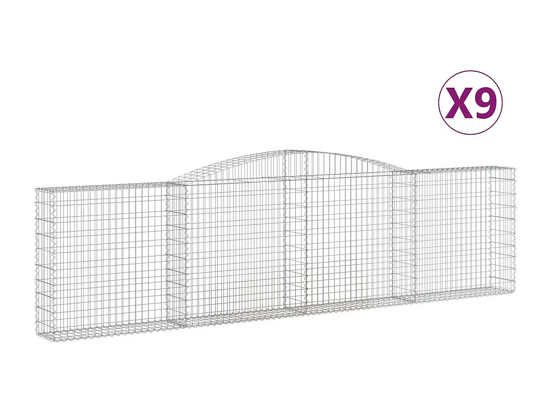 Paniers à gabions arqués 9 pcs 400x30x100-120 Fer galvanisé