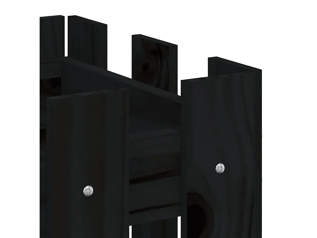 Jardinière avec design de clôture noir 60x30x30 pin massif