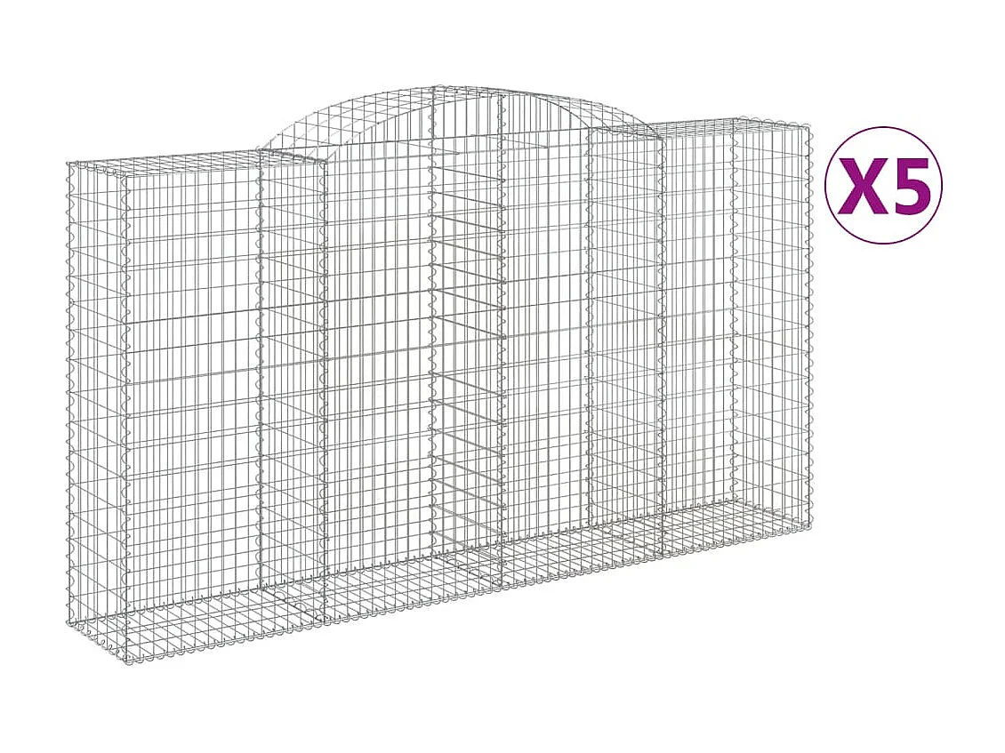 Paniers à gabions arqués 5 pcs 300x50x160-180 fer galvanisé