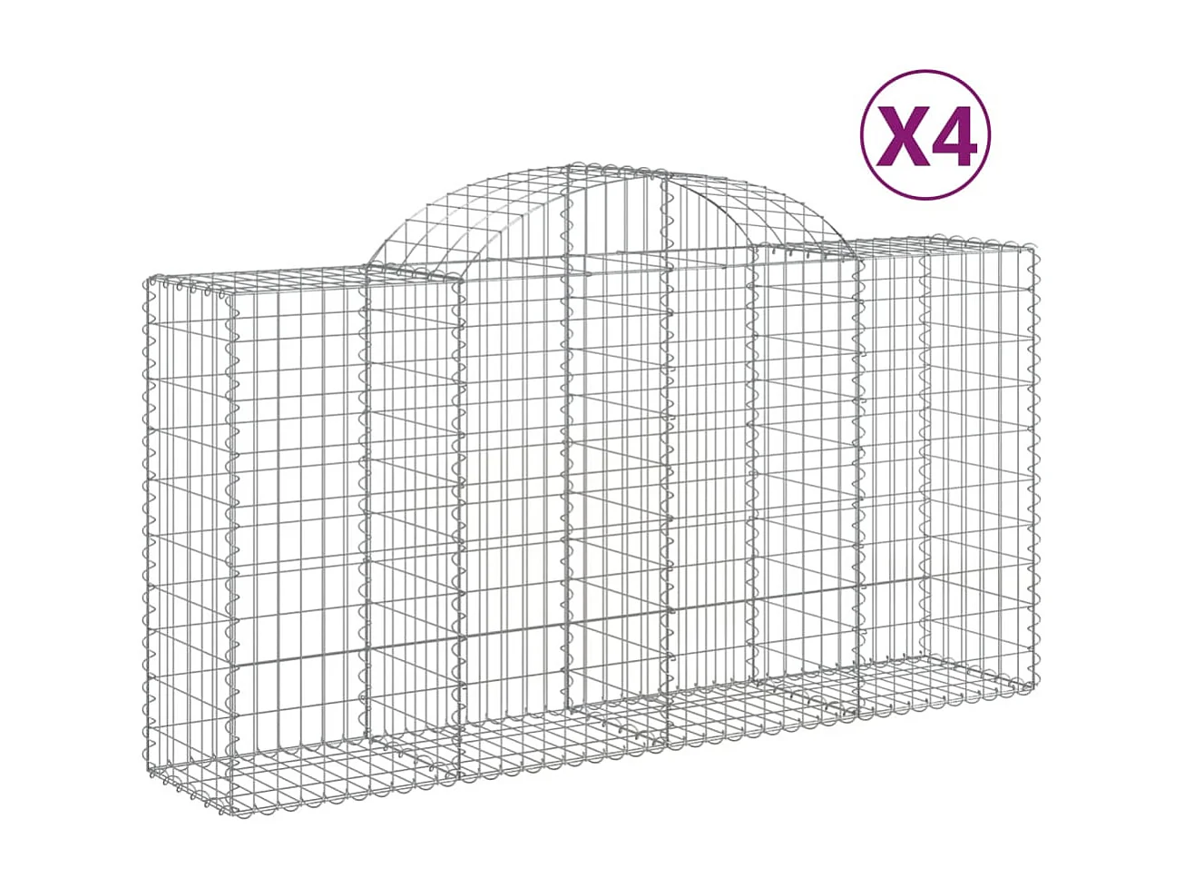Paniers à gabions arqués 4 pcs 200x50x100-120 fer galvanisé