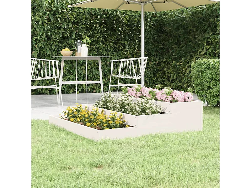 Jardinière Blanc 107x107x27 Bois massif de pin