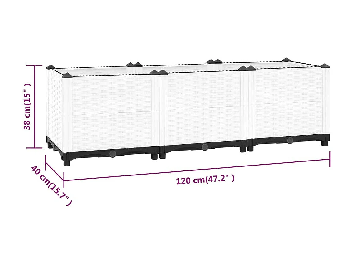 Lit surélevé 120x40x38 Polypropylène