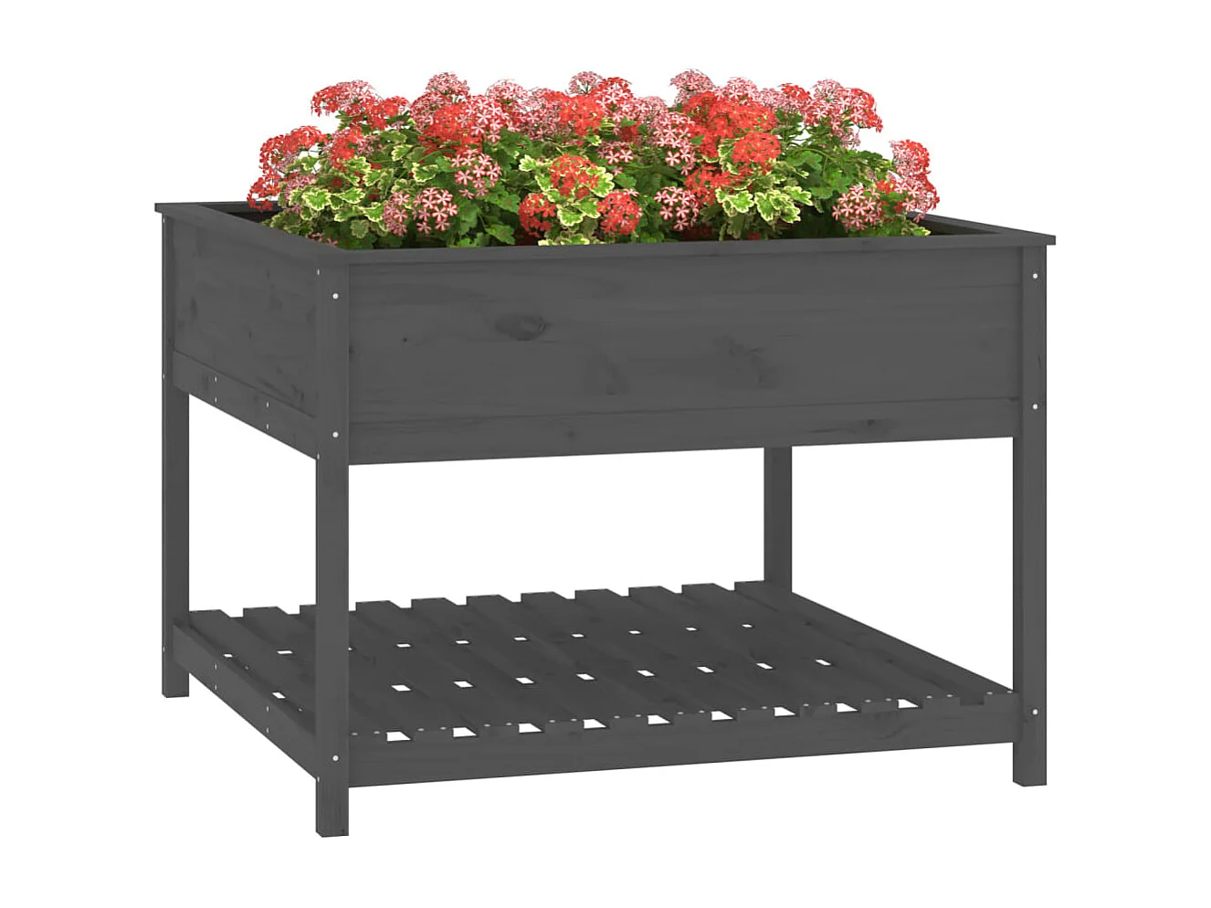 Jardinière et étagère Gris 111,5x111,5x81 Bois massif de pin