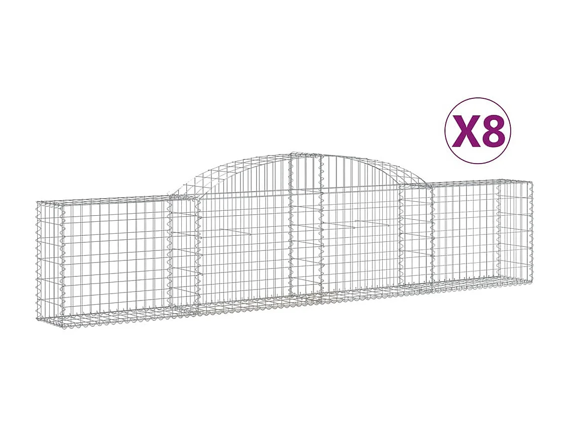 Paniers à gabions arqués 8 pcs 300x30x60-80 Fer galvanisé