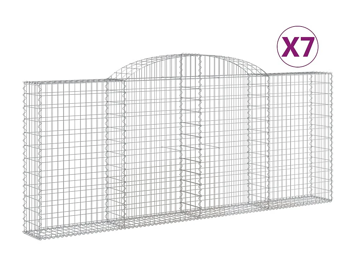 Paniers à gabions arqués 7 pcs 300x30x120-140 fer galvanisé